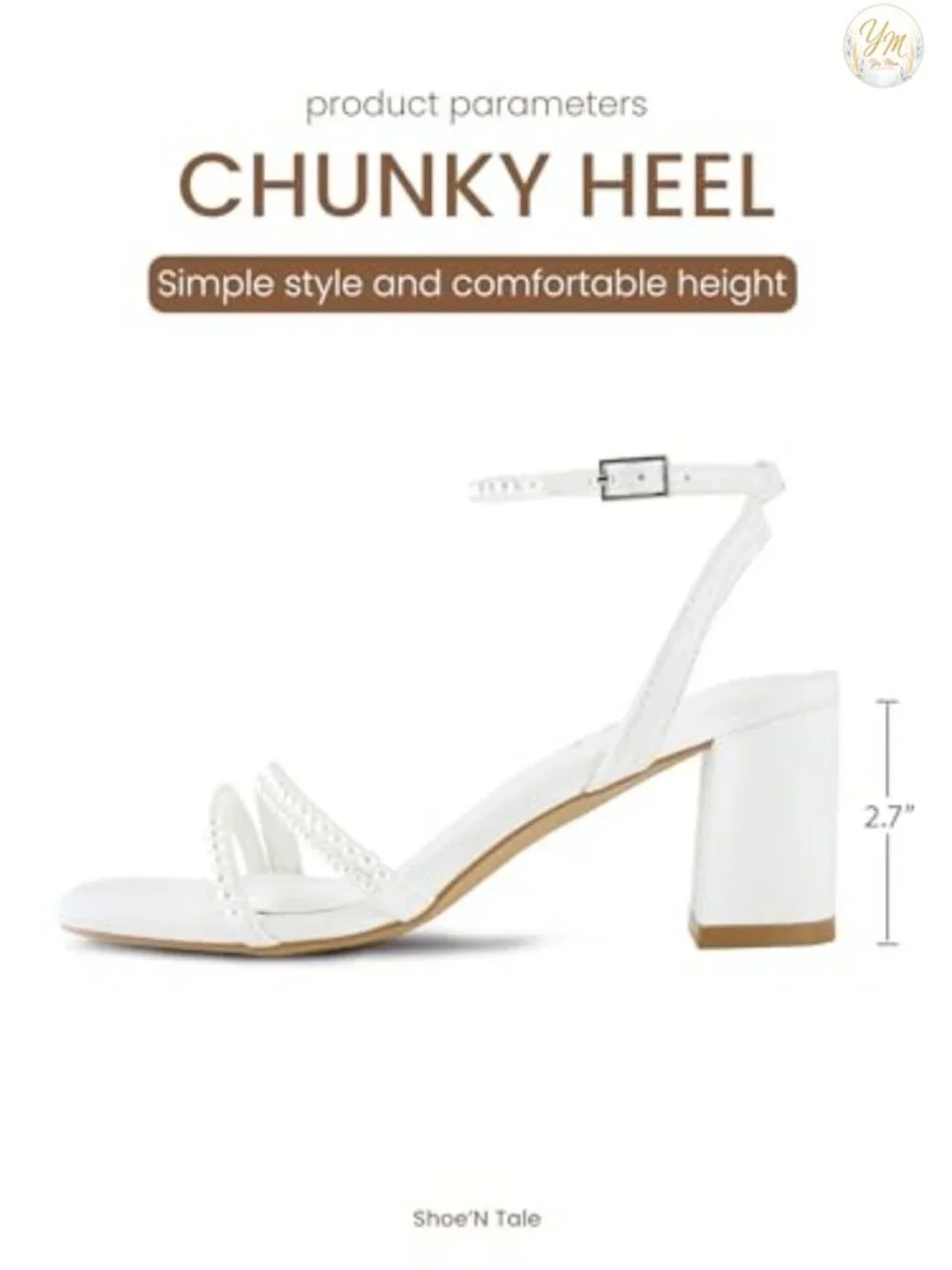 Strappy Heels for Women Square Toe Chunky Block Heels Ankle Buckle Heeled